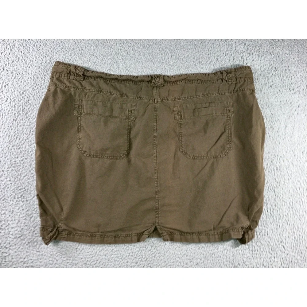 Utility Mini Skirt Women 5XL‎ Olive Drab Drawstring Casual Retro Outdoor y2k